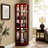 6-Shelf Mirrored Back Curio Cabinet With Adjustable Glass Shelves In Cherry Color Wood 6 And Shelves, Mirror-824330795