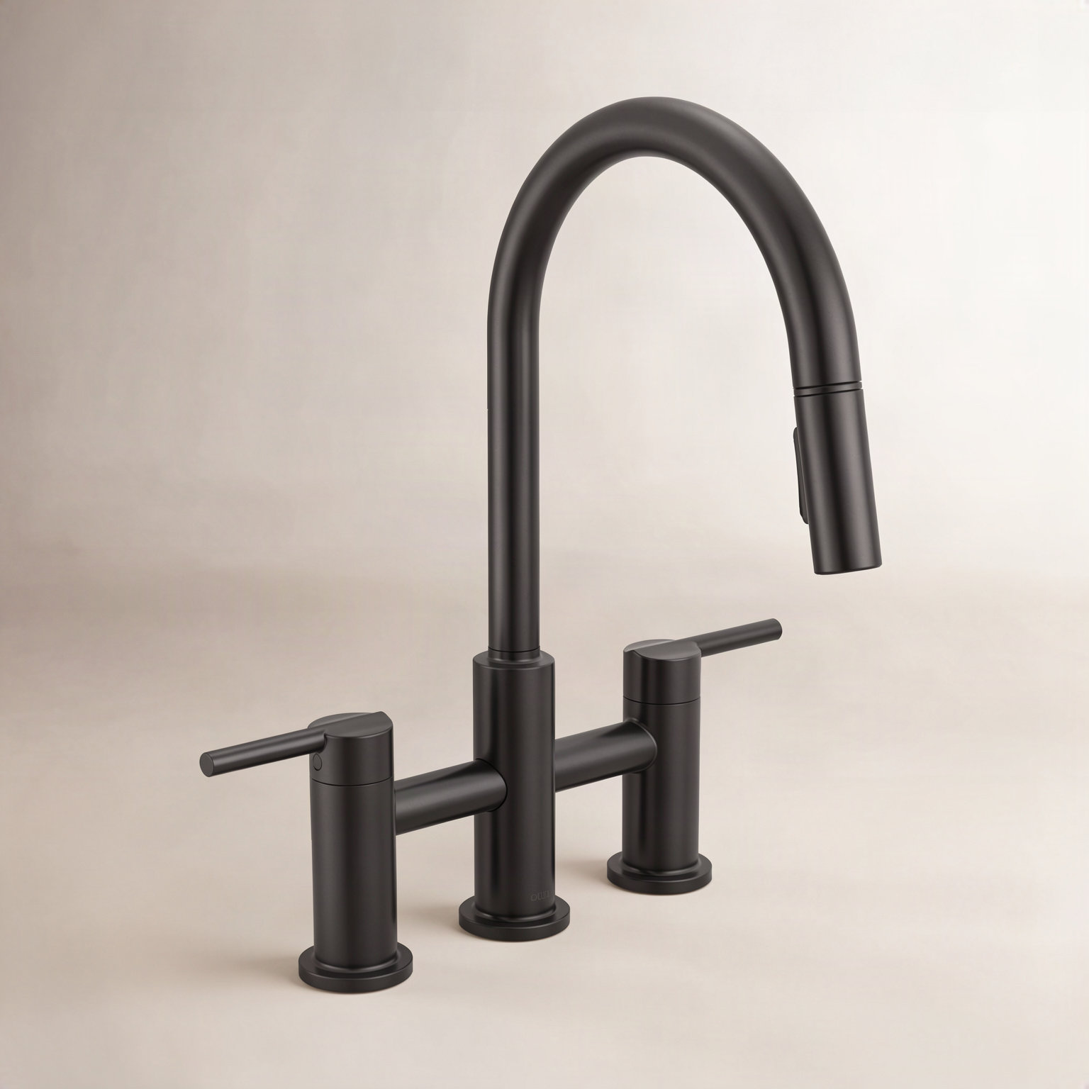 Nicoli Pull-Down Bridge Kitchen Faucet, Matte Black