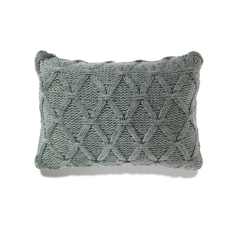 Chunky Knit Pillow Cover & Insert, Polyester, Gray, Rectangle 14"H x 20"W