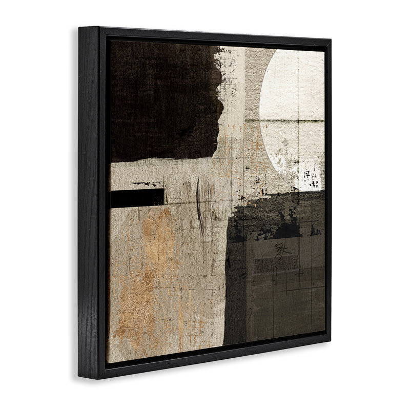 Rustic Neutral Shapes, Jet Black Floater Frame, 18" H x 18" W