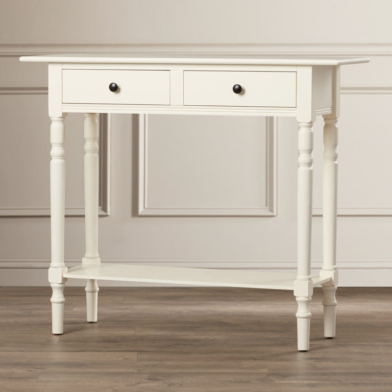 Brookshire 239.22cm Solid Wood Console Table, Distressed Cream