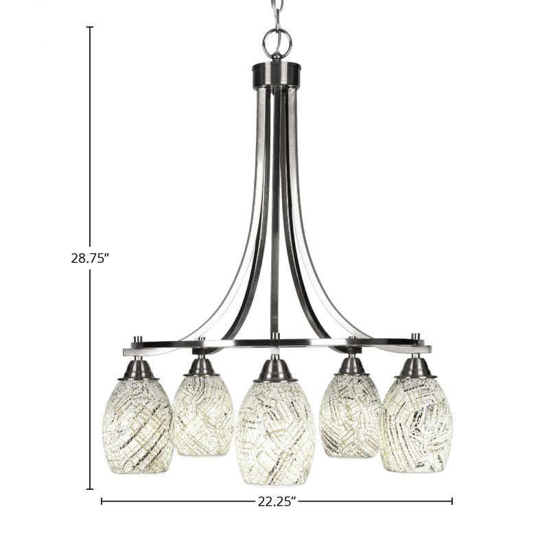 Lustre 5 lumières Michell, Nickel brossé