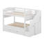 Lit superposé double XL avec lit gigogne et armoire, lit superposé en bois pour deux personnes avec escalier de rangement et tiroirs-1953976002