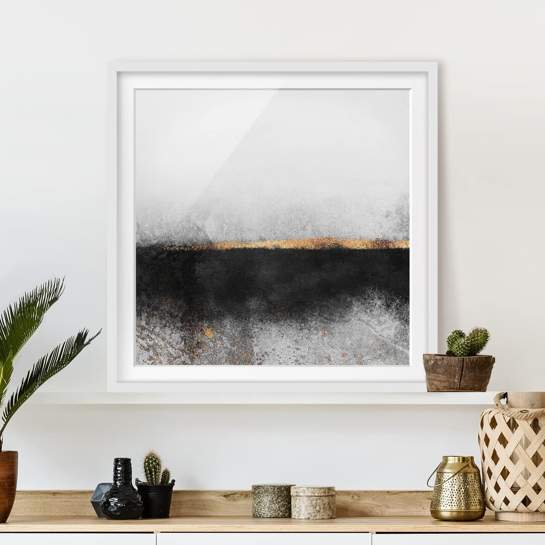 Gerahmtes Poster Abstract Golden Horizon