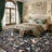 Washable Area Rug, Non-Slip Low Pile Rug with Butterfly Floral, Stain Resistance Carpet for Living Room, Bedroom, Dining Room-1405857277-1405857274