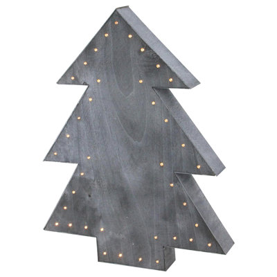 Décoration de table d'arbre de Noël 19,75 po gris pré-éclairé