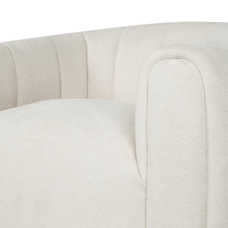 Maravilla Upholstered Swivel Barrel Chair, Cream Fabric