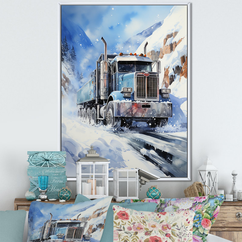 Travison turquoise semi camion arctique Hauler III - impression, H 44 po x l 34 po x P 1,5 po, Cadre flottant blanc