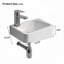 Lavabo-vasque rectangulaire suspendu en céramique blanc laiteux, 35,5 cm x 25,5 cm, avec robinet et bonde.