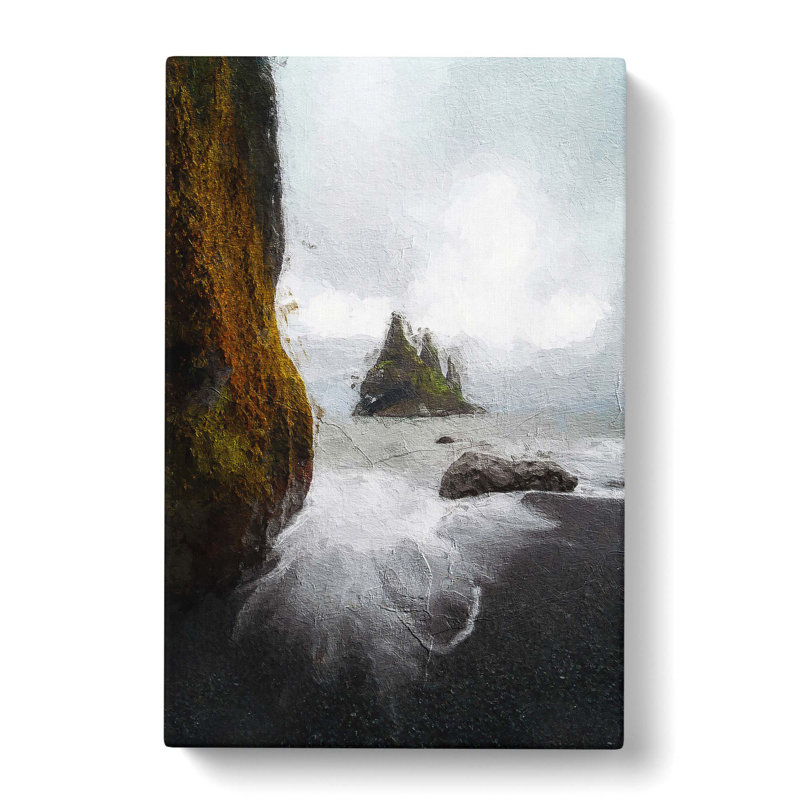 Ocean View from Black Sand Beach Iceland - Wrapped Canvas, 50cm H x 35cm W x 3cm D