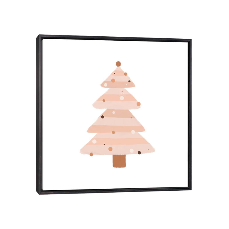 Arbre de Noël rosé par Orara studio-reproduction d’art, H 26 po x l 26 po x P 1,5 po, Toile avec cadre noir patiné