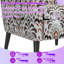 Fauteuil d'appoint avec motif floral et pieds en bois massif pour le salon-621979542