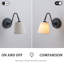 Applique murale à pile 1 lumière W6 de style Mid-Century noir à pile avec abat-jour en tissu beige à intensité variable et à intensité variable rechargeable