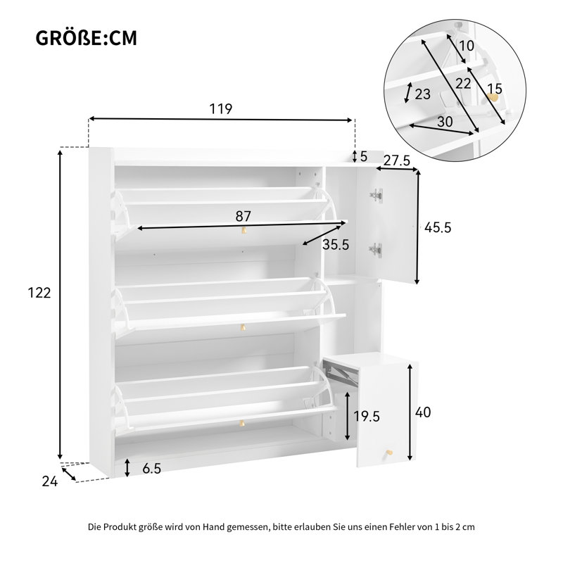 3 Drawer Flip Down Shoe Storage Cabinet With Bench For Hallway