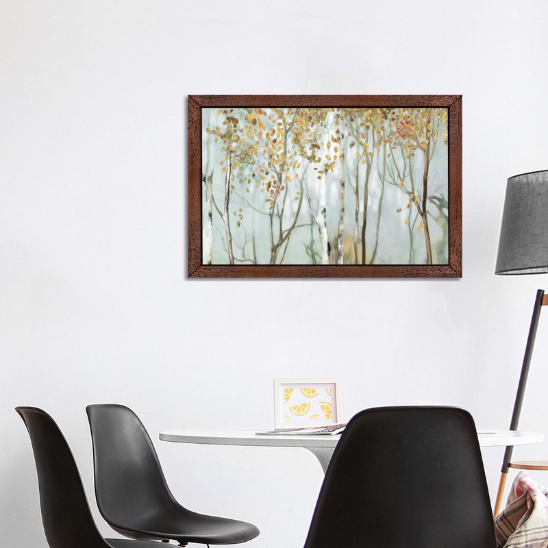 Birch In The Fog Ii by Allison Pearce - Painting on Canvas, 152.5 cm H x 101.5 cm W, Brown Framed
