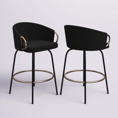 Zora Swivel Upholstered Velvet Counter Stool