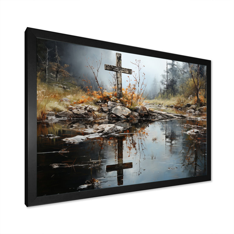 Art, toile, paysage, Cadre simple noir, H 16 po x l 32 po x P 1 po