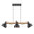 33" Farmhouse Kitchen Island Lighting, 3-Light Industrial Linear Chandelier with Adjustable Metal Dome Shades and Natural Wood Beam, Black Pendant Light for Dining Room
