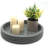 Gray Fir Wood Round Decorative Tray with Beaded Trim for Vanity & Coffee Table
