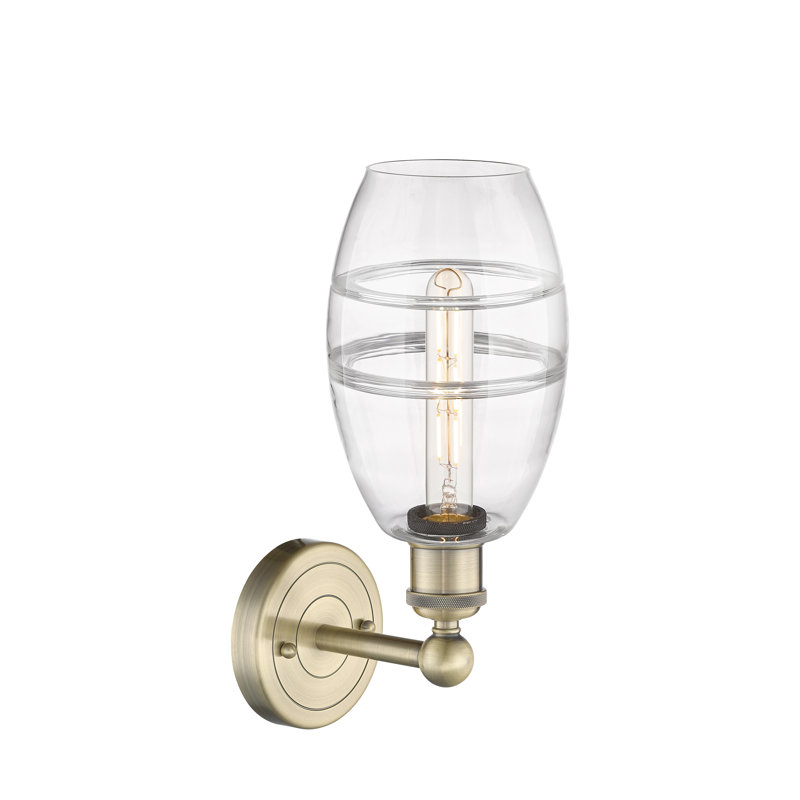 Applique murale en acier Bettylou, H 10,38 po x l 5,88 po x P 7,44 po, Transparent, Laiton antique