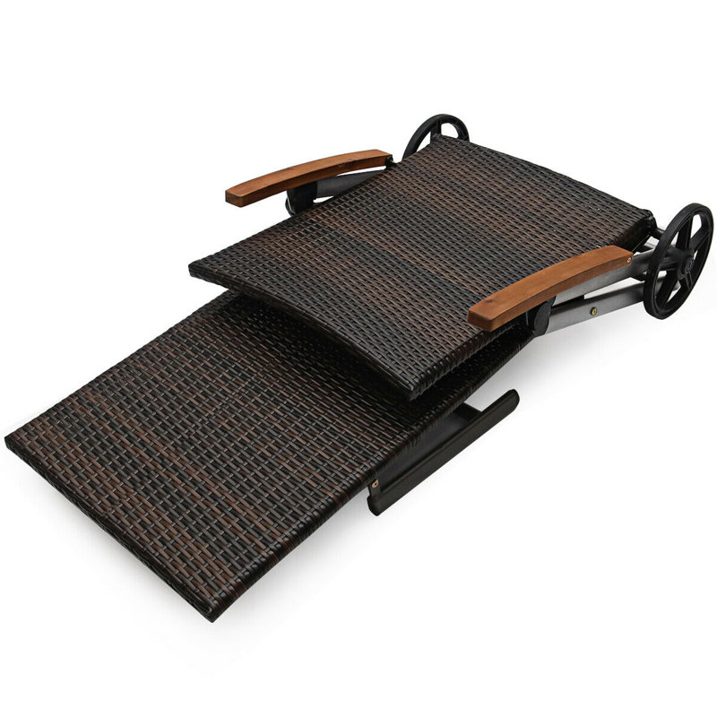Nob Hill 73" Long Reclining Single Chaise with Wheels, Red, Gray