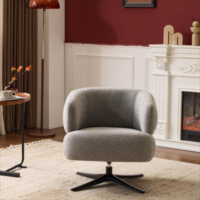 Pour le balcon, le salon et le bureau | Fauteuil d'appoint pivotant à 360 degrés en polyester Cool Grey