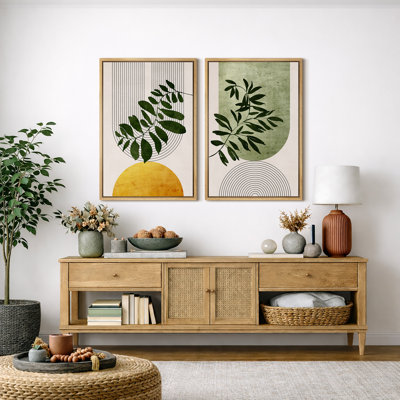 Boho de style Mid-Century moderne, "Bold Bright Yellow & Green Leaves