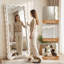 Miroir irrégulier pleine longueur ondulé avec cadre enveloppé de flanelle-1810357417-1810357430