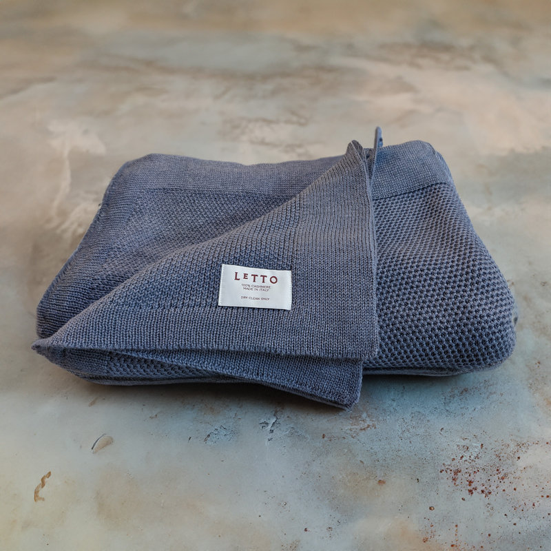 Domenica Knit Cashmere Throw Blanket, Denim