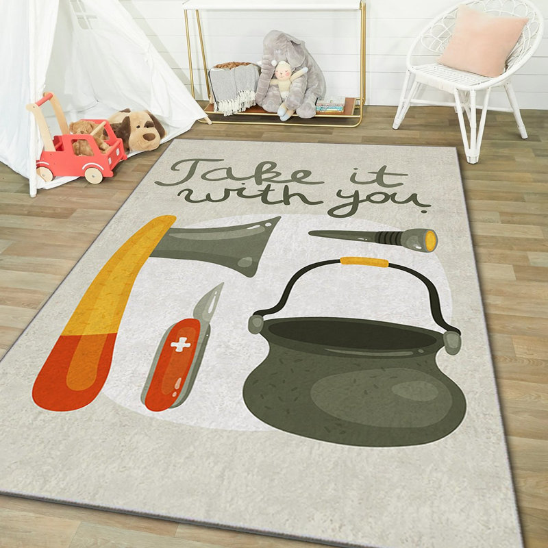 Luxurious Polyester Area Rug, 3.3 x 4.6 Feet | 740 g/m² Velvet Fabric, Non-Slip Felt Dot Underside, Laminated Sponge for Comfort | Antibacterial, Machine Washable at 86°F | Elegant Digital Print Design for Home Décor