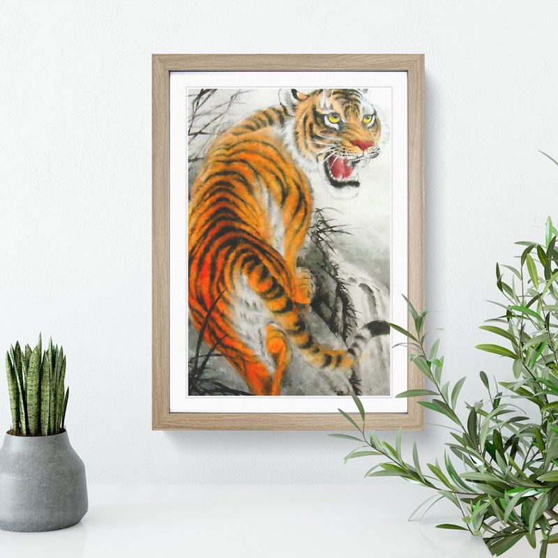 Oriental Tiger Vol.2 - Framed Print, 48cm H x 36cm W x 2cm D, Oak Framed