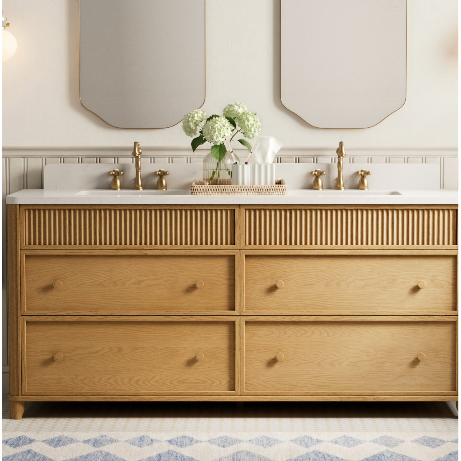 Kennedy Oak Single Bathroom Vanity, 72", Enhanced Natural Oak