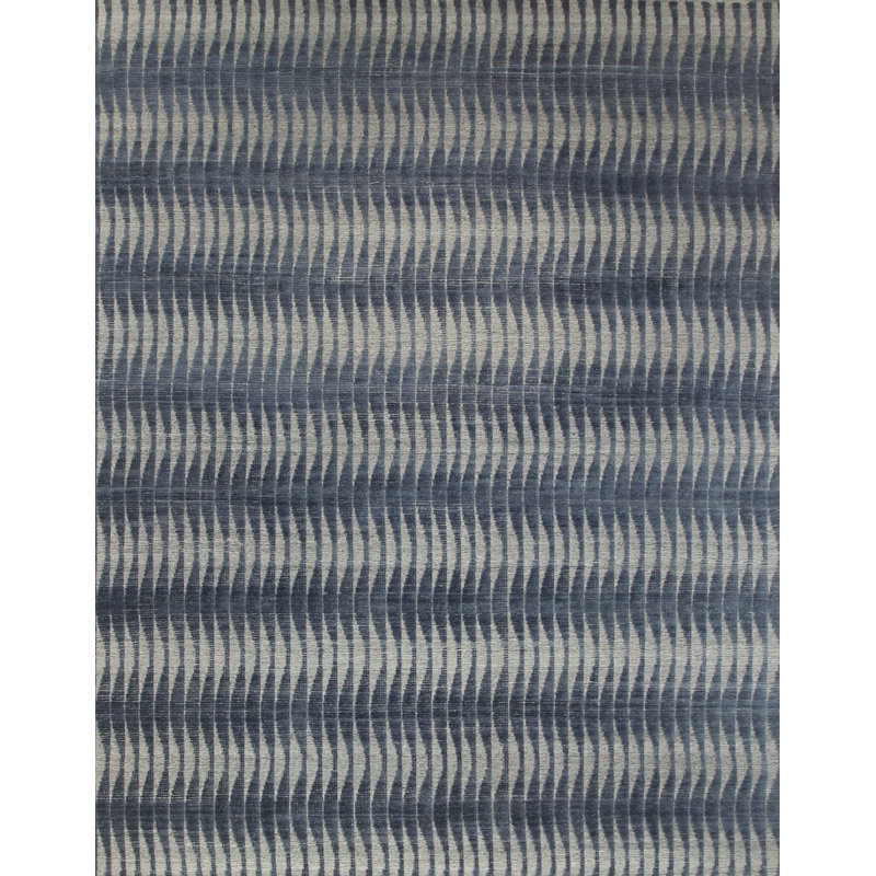Xerxes Geometric Hand-Knotted Wool Blue/Beige Area Rug, Rectangle 10' x 14'