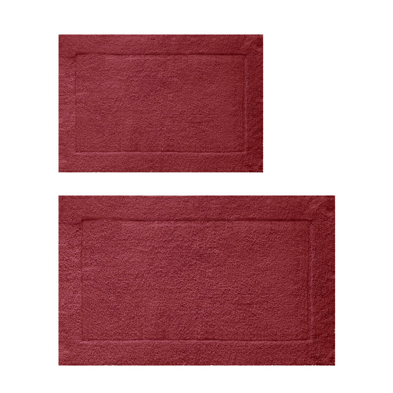 Ensemble de tapis de bain 100% coton Border, Rouge
