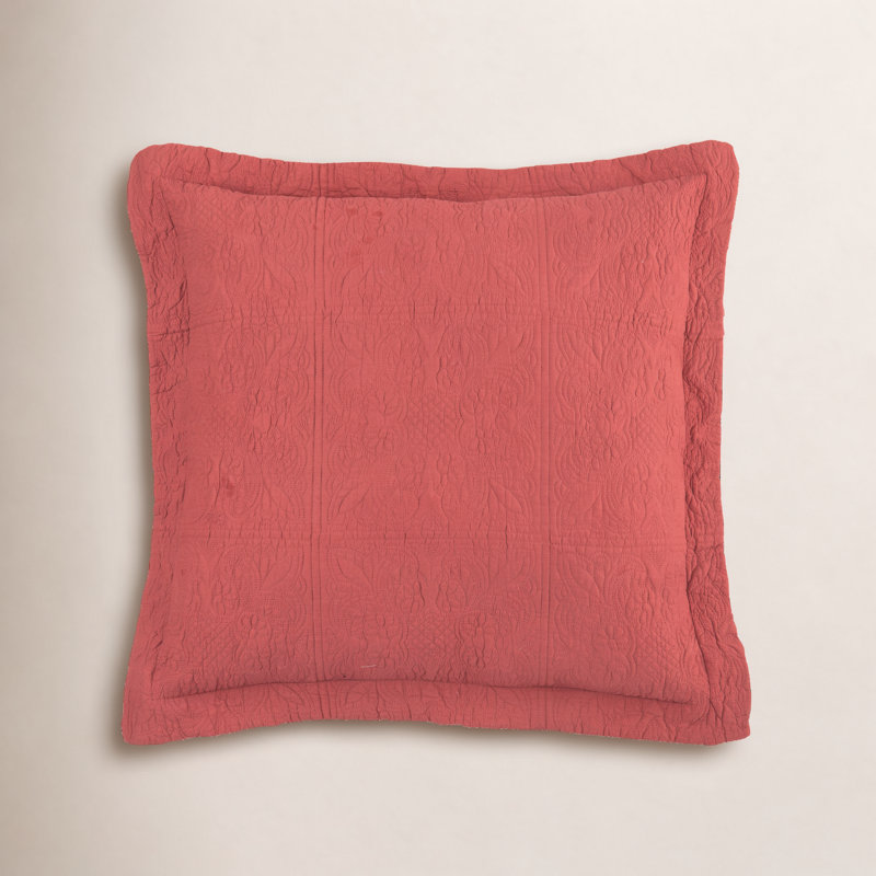 Home Matelasse Cotton Sham, Standard, Paprika