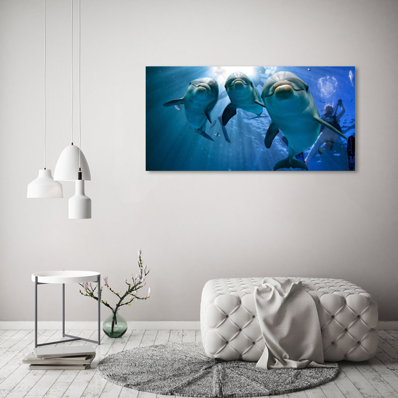 Three Dolphins - Wrapped Canvas Print