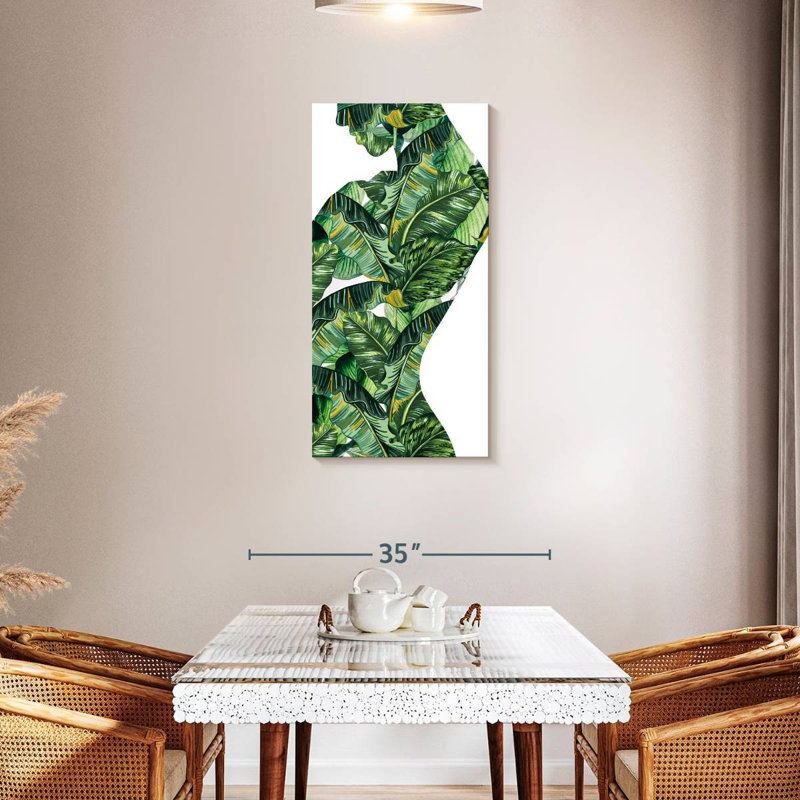 Silhouette de femme jungle, H 42 po x l 21 po