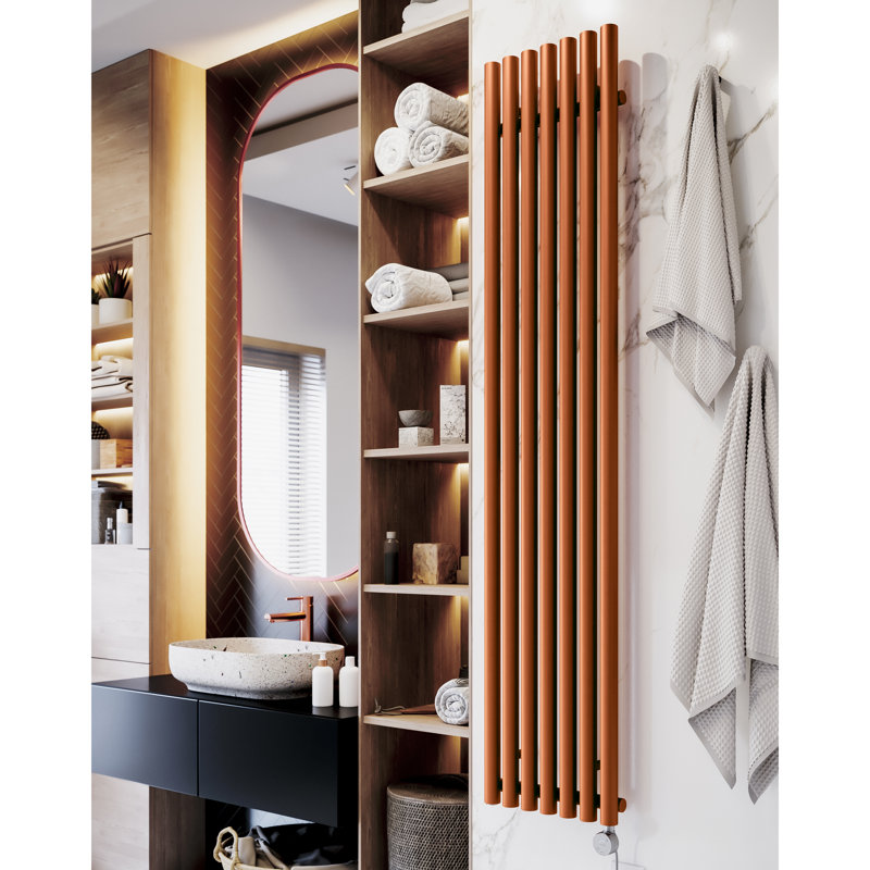 Rolo Room E Electric Radiator, 180cm H  x 37cm W x 9.6cm D, Copper