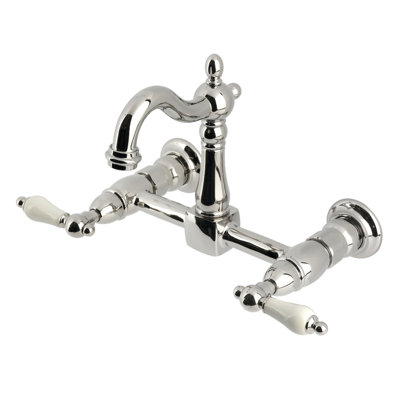 Kingston Brass Heritage Double-Handle 2-Hole Wall-Mount Bridge Kitchen Faucet