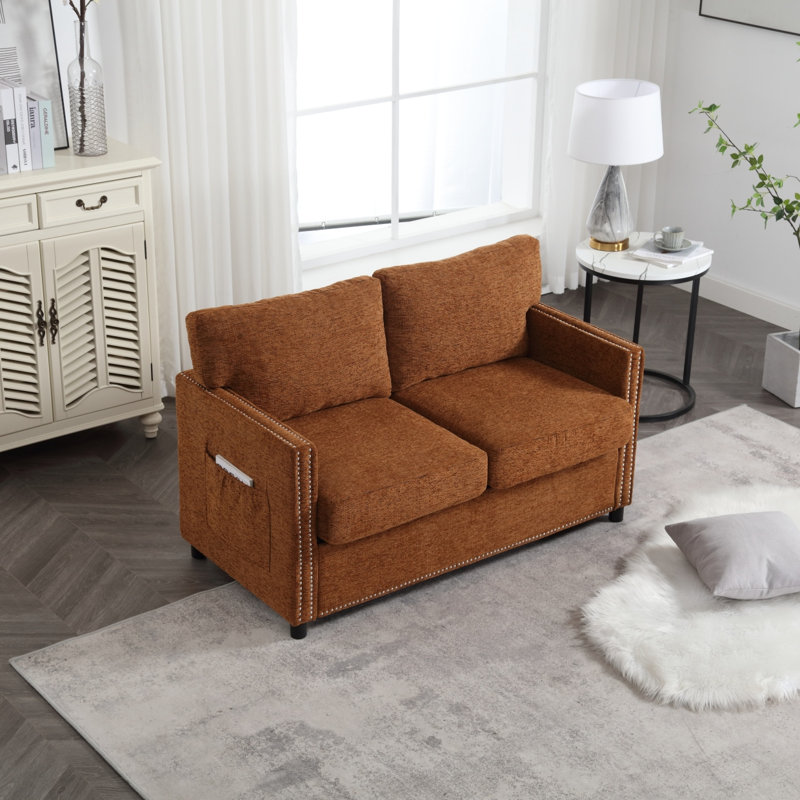 Canapé-lit 2 places en tissu chenille Modern, Brun