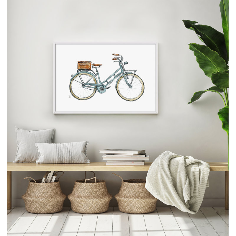 Objects Bici Verde Agua by César Ortiz Echagüe - Single Picture Frame Painting, 40cm H x 60cm W x 3cm D
