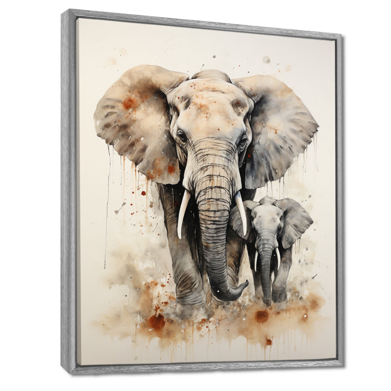 Kearstin Elephant Gentle Giants Elephants III - Éléphant, art mural, 32" H x 24" W, Encadrement argenté