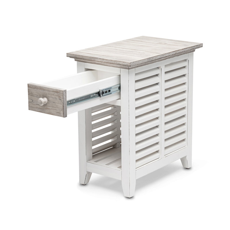 Table de chevet - gris pommelé, finition blanche Islamorada