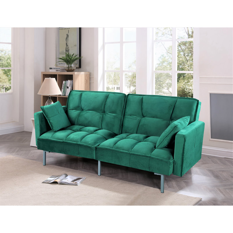 Mackayla 75.6'' Upholstered Convertible Sofa, Green