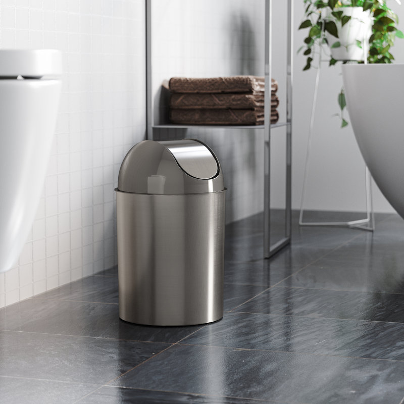 Poubelle avec couvercle pivotant Morton, Argent nickel, 2,5 gal