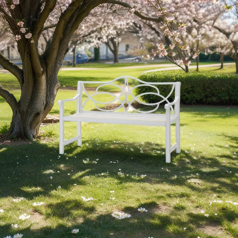 Banc de patio extérieur en métal blanc