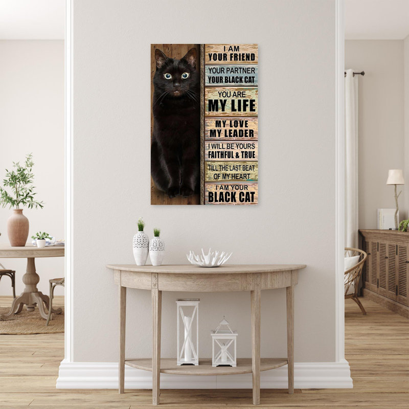 «Black Cat Art for Who Love», impression sur toile tendue, H 14 po x l 11 po x P 1,25 po