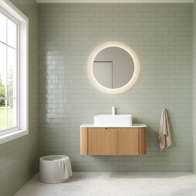 Salle de bain murale 36 "avec lavabo rectangulaire en céramique et tiroir, 36"