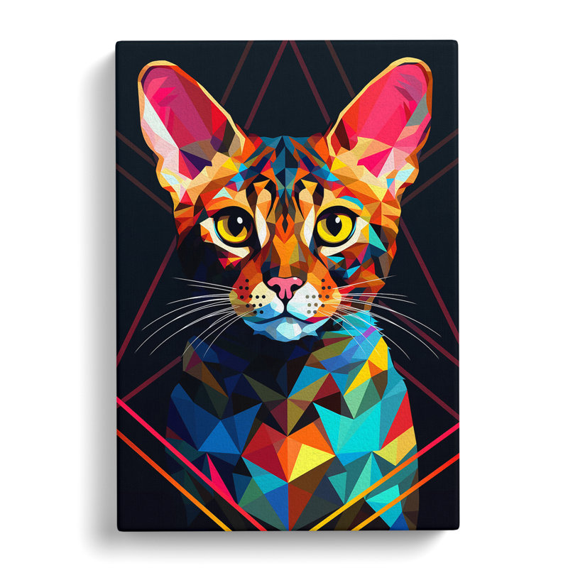 Bengal Cat Geometric - Wrapped Canvas, 50cm H x 35cm W x 3cm D