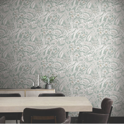 Conservatory Toile Floral,Solids Double Roll